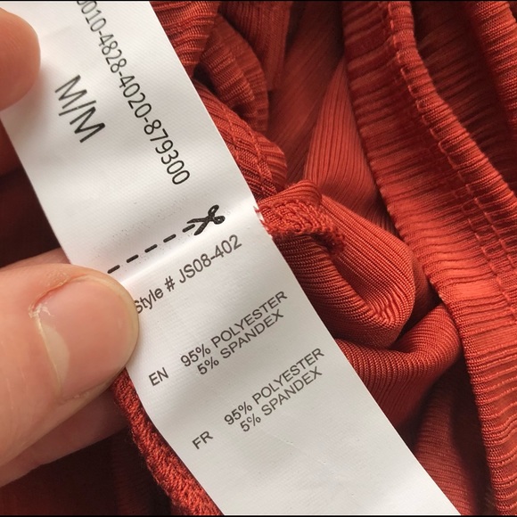 ReVamped Burnt Red Stretchy Tie Top size Medium Polyester Spandex Blend Crop Top - Picture 6 of 16